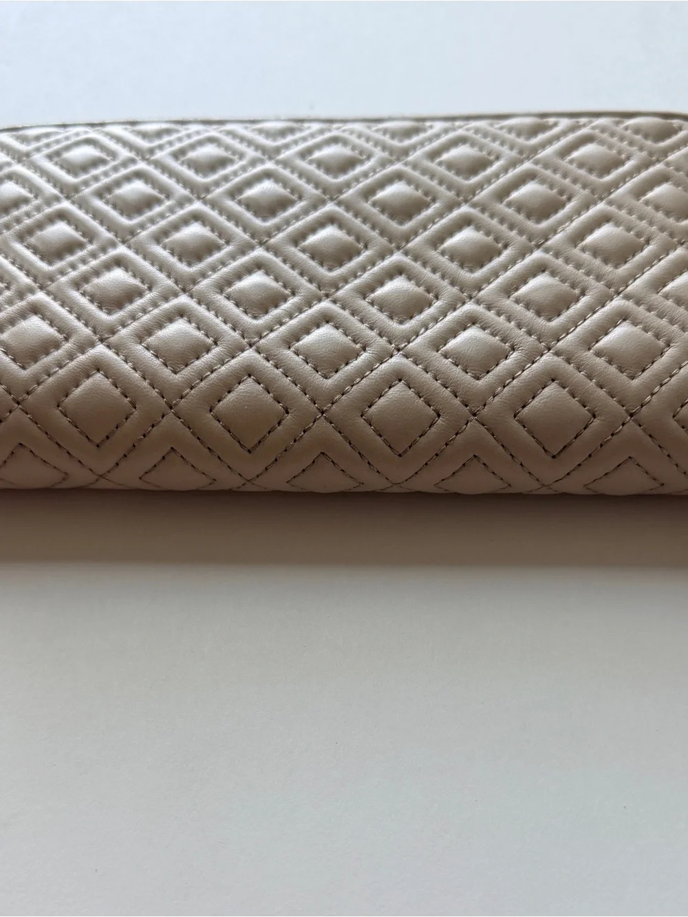 Tory Burch Quilted Leather Wallet in Taupe